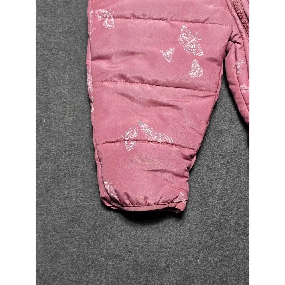 OshKosh B'gosh 3-6M‎ Infant Snowsuit Pink Butterfly Hooded Puffer Winter
